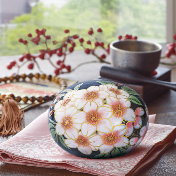 ミニ骨壷 たまいし 桜(ブラック)