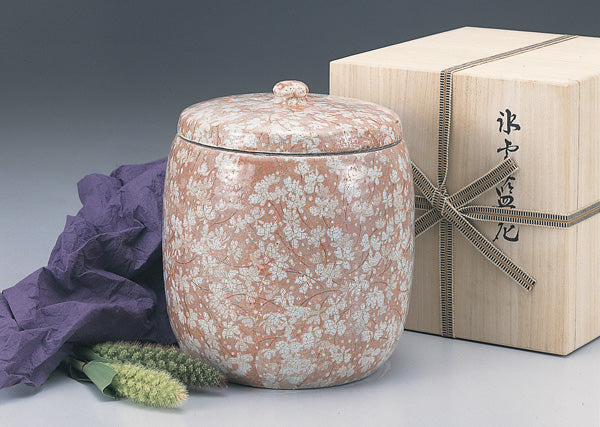 骨壷 葉月窯 氷雪紅小花(ひょうせつべにこばな)(木箱付) 5寸/6寸/7寸