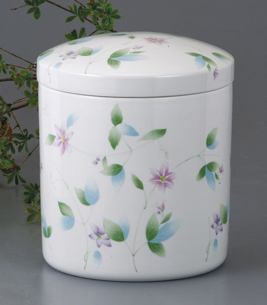 骨壷 白磁鉄仙唐草(はくじてっせんからくさ) 5寸/6寸/7寸