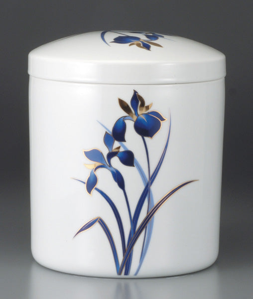 骨壷 四季の花柄青アヤメ(しきのはながらあおあやめ) 5寸/6寸/7寸