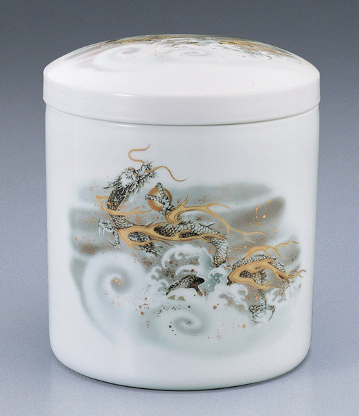 骨壷 白磁昇龍(はくじしょうりゅう)ネジ付蓋ロック 5寸/6寸/7寸