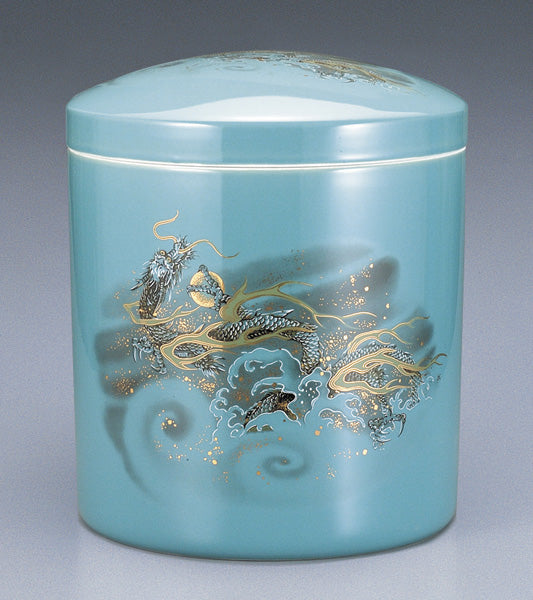 骨壷 青磁昇龍(せいじしょうりゅう)ネジ付蓋ロック 5寸/6寸/7寸