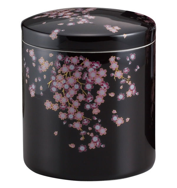 骨壷 黒みやび桜 5寸/6寸/7寸※同柄骨箱付き