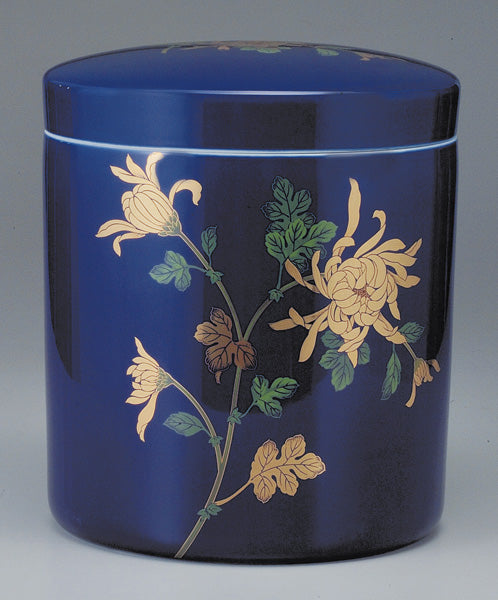 骨壷 切立 ルリ金彩菊(ルリきんさいぎく) 5寸/6寸