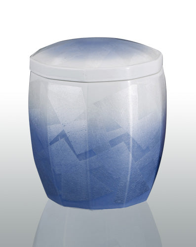 骨壷 銀彩十角ブルー(ぎんさいじゅっかく)※木箱入 7寸