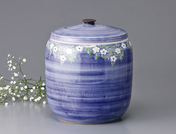 骨壷 葉月窯 花しだれ【薄紫】 7寸 ※木箱付