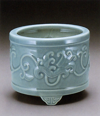 香炉 青磁浮絵 5寸/6寸/7寸