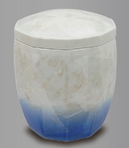 骨壷 九谷焼 十角銀彩ブルー 7寸 ※桐箱入