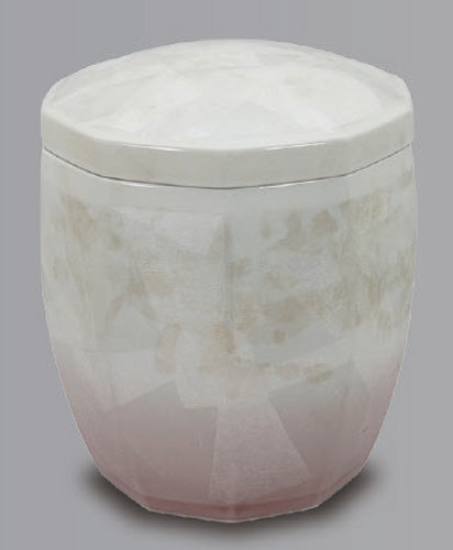 骨壷 九谷焼 十角銀彩ピンク 7寸 ※桐箱入