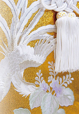桐箱用骨カバーのみ 新鳳凰 刺繍入り【サテンゴールド】 骨壷5寸用/6寸用/7寸用