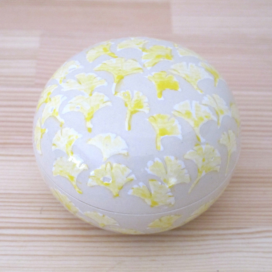 ミニ骨壷 信楽焼 【おもかげ・銀杏】納骨巾着袋付