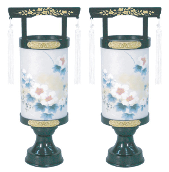 提灯 はなごろも芙蓉黒 回転(1対)