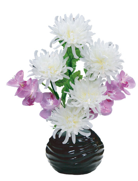 LEDで光る造花 ルミナス白菊と蘭(1台)