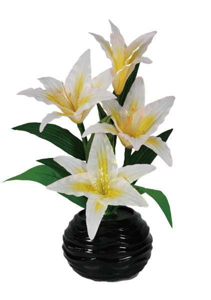 LEDで光る造花 ルミナス黄色百合(1台)