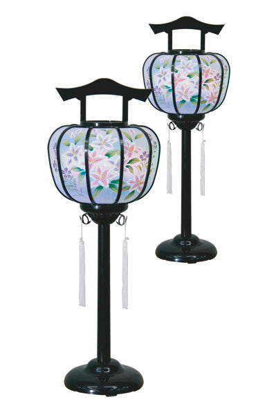 LED灯籠 京雪洞 PC きずな百合柄(1対)