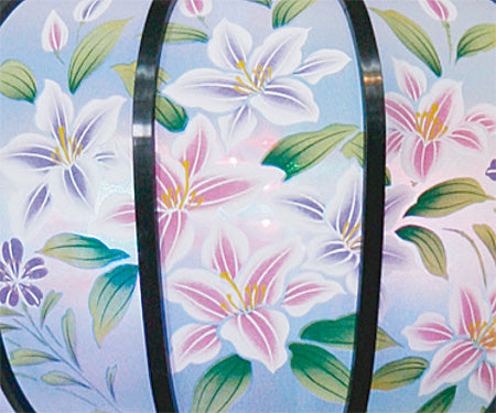 LED灯籠 京雪洞 PC きずな百合柄(1対)