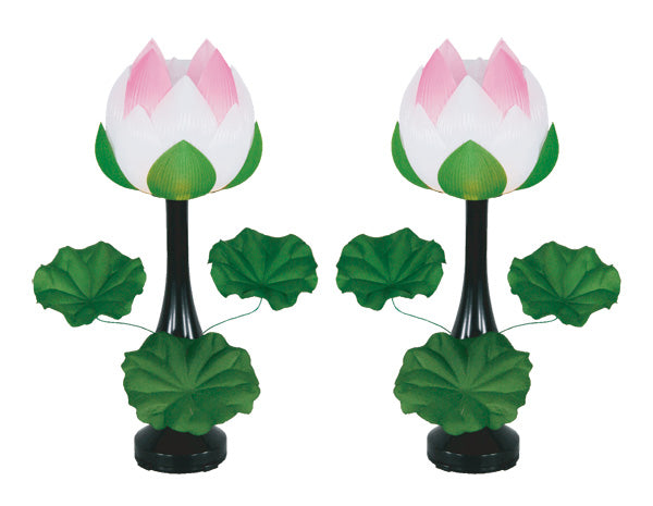 盆棚を飾る造花 蓮華エンビ回転付 青ボカシ［3枚葉］（1対