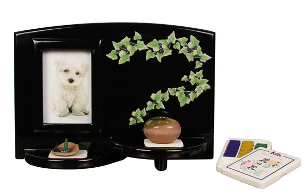 ペット用メモリアル台 【ウテナ】ブラック(お香・お香立・お花立付き)