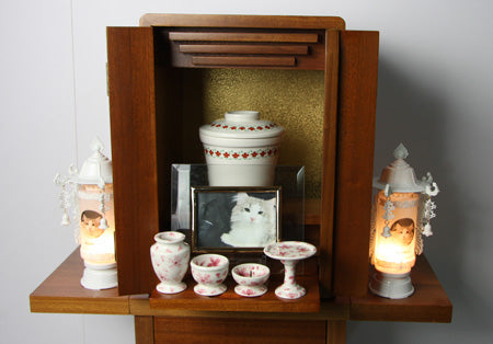 ペット用家具調仏壇 【メモリアルマシェリ3点セット】ブラウン