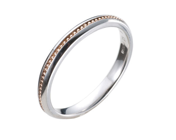 遺骨密封リング(樹脂密封タイプ) JR010 ピンクゴールド+プラチナ 完全防水