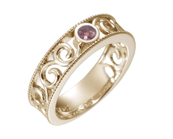 遺骨密封リング(樹脂密封タイプ) エレガントラインリングJR014 ゴールド 完全防水