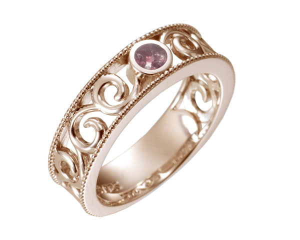 遺骨密封リング(樹脂密封タイプ) エレガントラインリングJR014 ピンクゴールド 完全防水