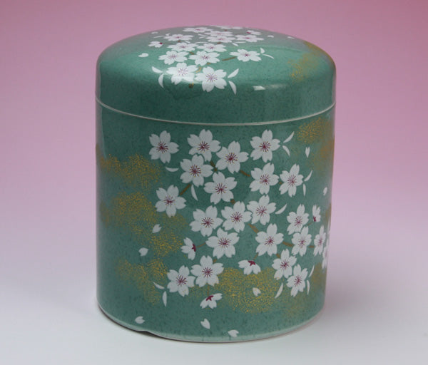 骨壷 金龍窯 桜ちらし 青 5寸