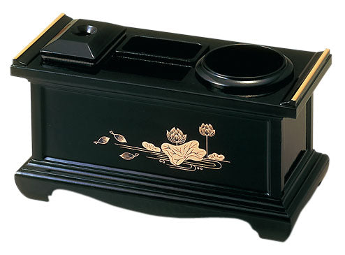 仏具収納12型 黒(フチ金)蓮