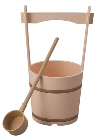 PP製手桶 ヒシャク付き