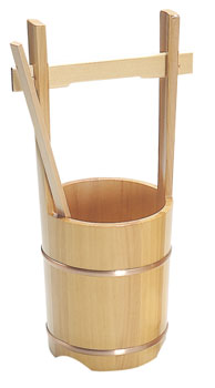 木製手桶 ヒシャク付き 小/大