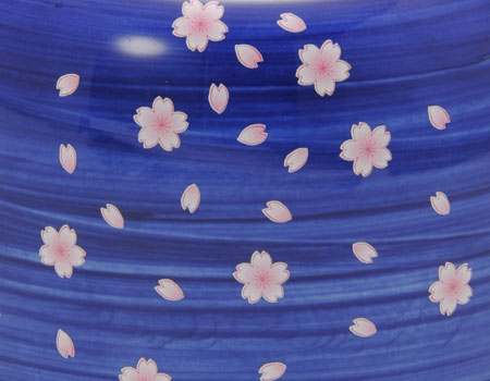 骨壷 有田焼晴陽窯 呉須巻舞桜紋 5寸/6寸