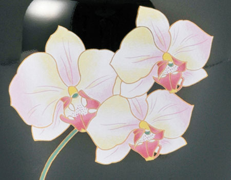 骨壷 有田焼晴陽窯 天目胡蝶蘭紋 5寸/6寸