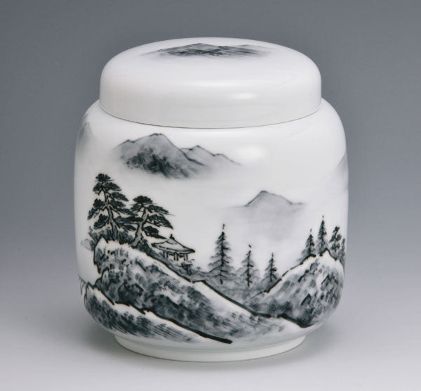 骨壷 有田焼晴陽窯 墨山水紋 5寸/6寸