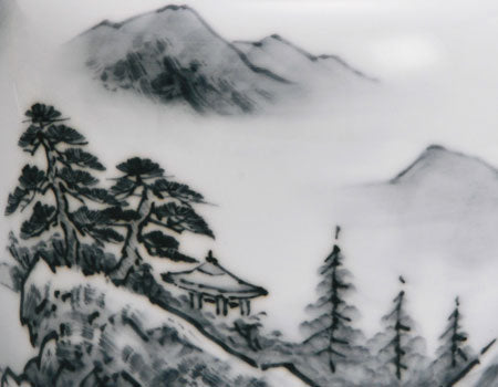 骨壷 有田焼晴陽窯 墨山水紋 5寸/6寸