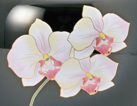 骨壷 有田焼晴陽窯 天目胡蝶蘭紋紋 7寸