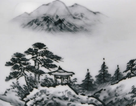 骨壷 有田焼晴陽窯 墨山水紋 7寸