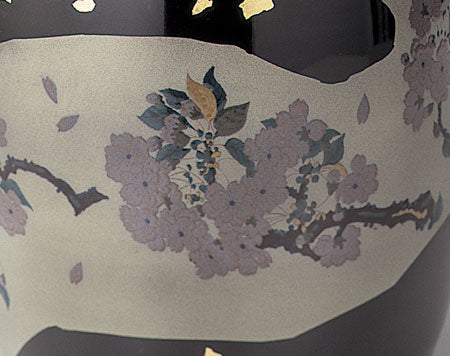 骨壷 九谷焼 夜桜 7寸