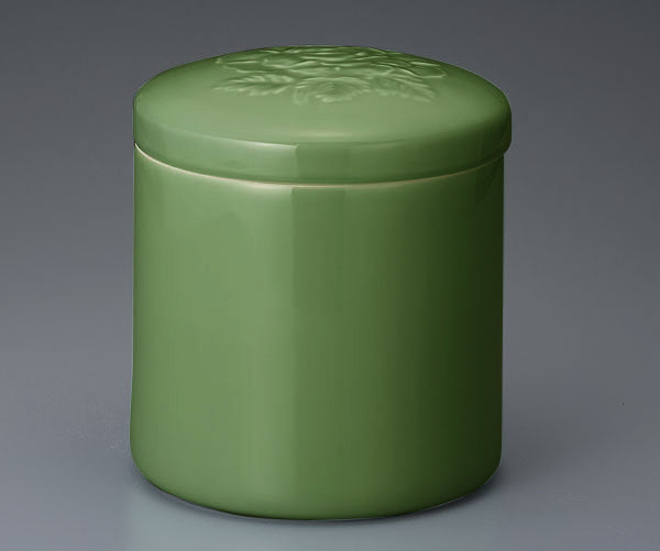 骨壷 青磁 浮柄牡丹 7寸