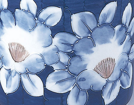 骨壷 染付手描 一珍牡丹 7寸