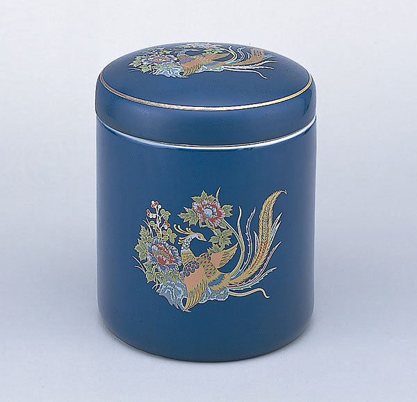 骨壷 瑠璃 牡丹鳳凰 4寸