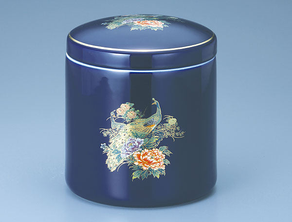 骨壷 瑠璃 孔雀(蓋ロック式) 7寸