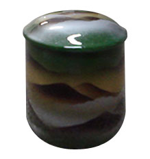 ミニ骨壷 緑彩 2.3寸