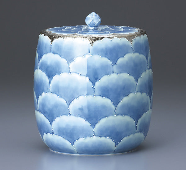 骨壷 有田焼 磁虚(じくう)大輪の花 4寸