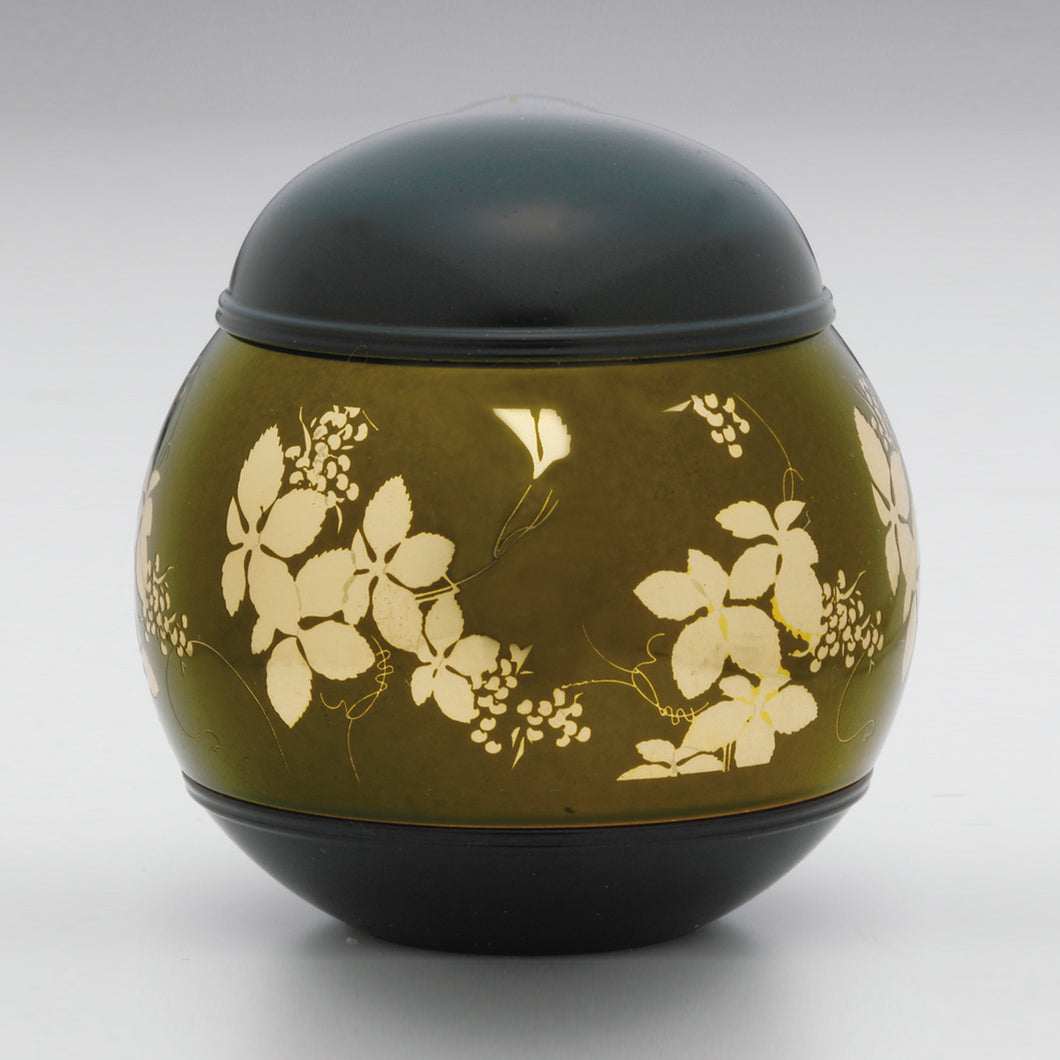 ミニ骨入 真鍮 【奏(かなで)】グリーン(内袋巾着付)