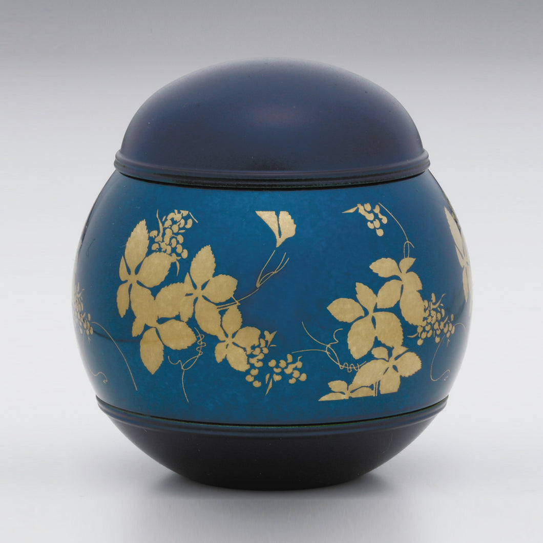 ミニ骨入 真鍮 【奏(かなで)】ブルー(内袋巾着付)