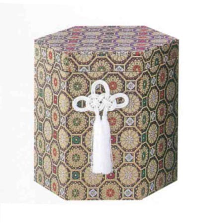 貼箱のみ 金襴亀甲柄箱【八角】 骨壷7寸用