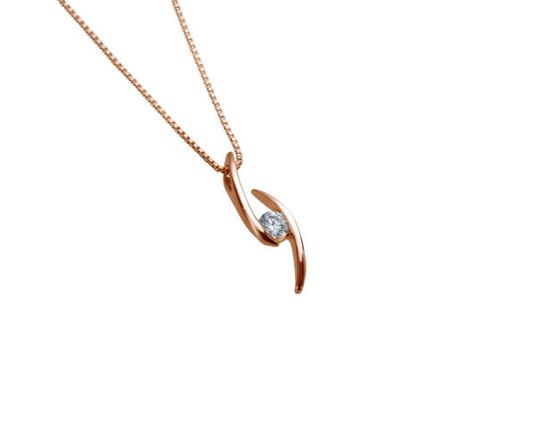 【ご遺骨から作るダイヤモンド0.25ct~(ダイヤ5色から選択)】ペンダントDP008ピンクゴールド