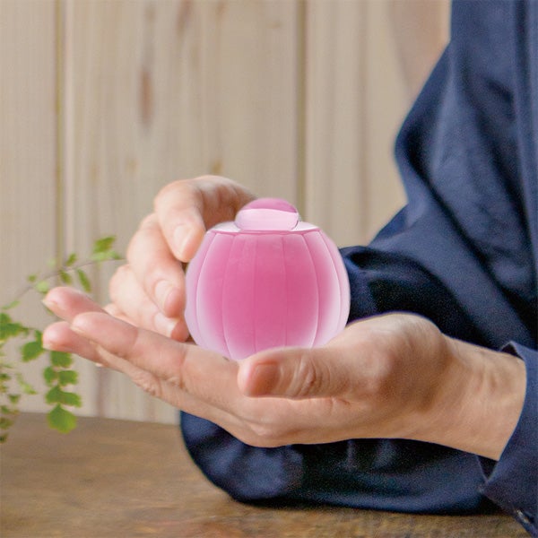 ミニ骨壷 ガラス製 ミニ骨入【AKARI-燈-】ピンク