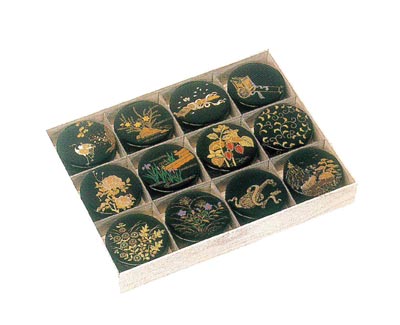 【雪月花の香合セット】合成漆器　切立/ワンタッチ式　蒔絵　未使用品 雪月花の香合セット】合成漆器 切立/ワンタッチ式 蒔絵 未使用品