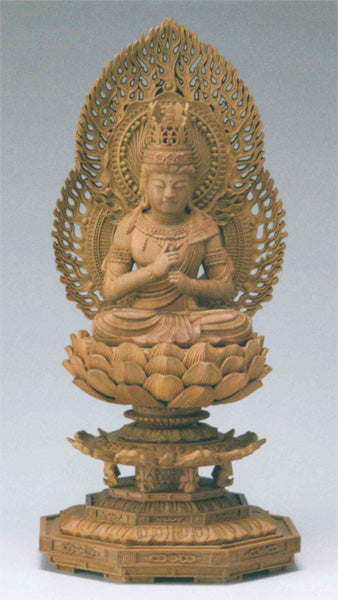 仏像 白檀 八角台座 【大日如来】 二重火炎光背 2寸/2.5寸/3寸